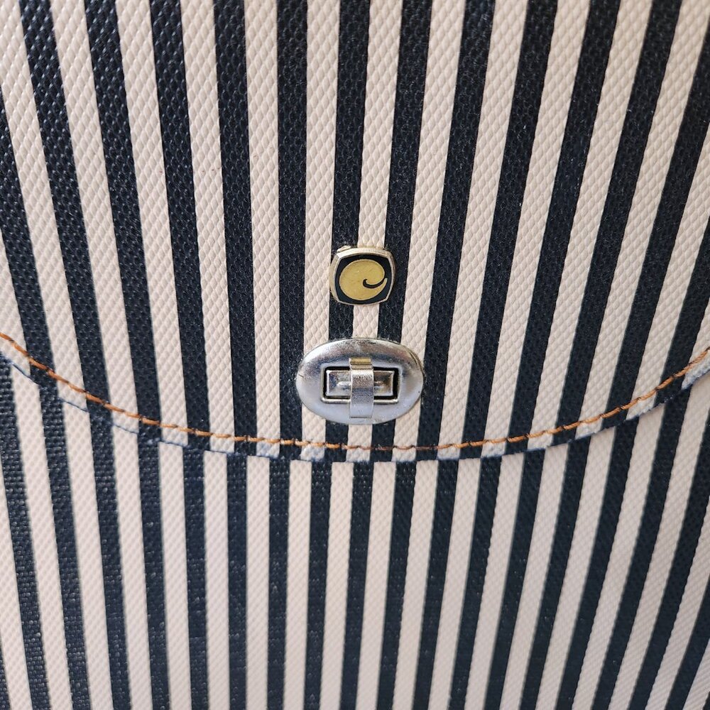 RARE 1970’s Vintage Striped Coated Leather Teens School Book Bag Satchel Korea - Picture 7 of 9